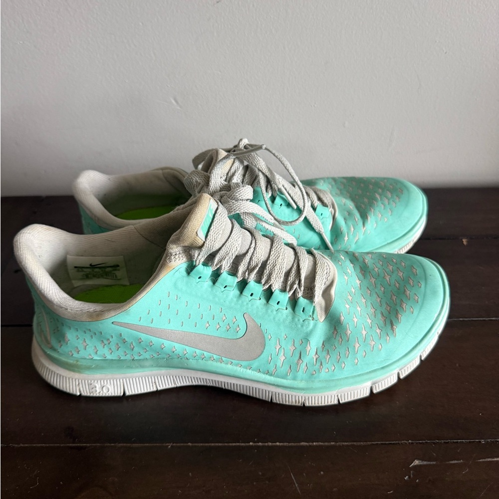 Nike Free Run 3.0 Teal Mint Running Shoes Women’s 8.5 Athletic Sneakers